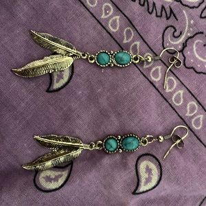 beautiful feather marble hanging earrings